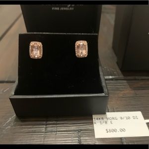 Diamond and Morganite Rose Gold Stud Earnings